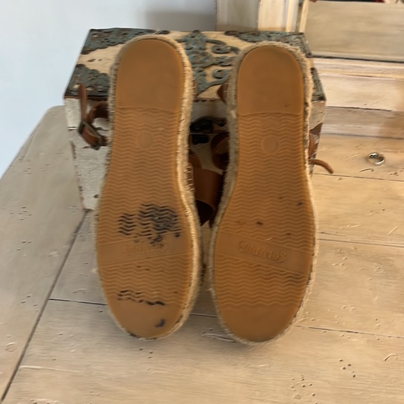 Soludos Leather Espadrilles Banded Shield Open Toe Buckle Flatform Sandals - Picture 5 of 5